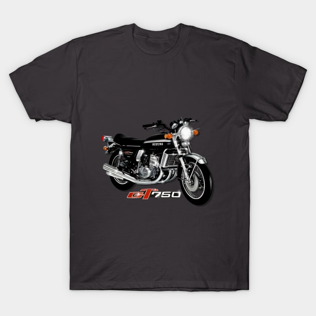 The 70s Classic Suzuki GT 750 by MotorManiac T-Shirt by MotorManiac